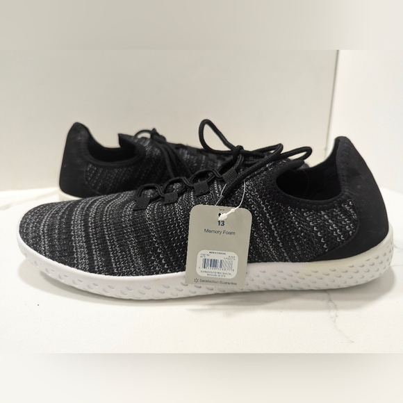 NWT George memory foam black white slip-on knit shoes walking sneakers size 13 - Picture 5 of 11